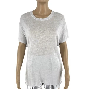 IRO Women Light Grey Linen Relaxed Crew Neck Short Sleeves T Shirt Size S - Picture 1 of 10