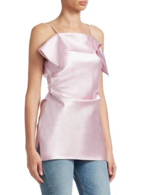 NWT $395 Helmut Lang Front Drap Satin Top Pink Size 6 - Image 1 of 4