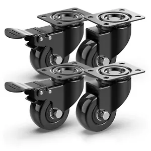 More details for 4x heavy duty swivel castor wheels trolley furniture caster rubber 200kg 50mm