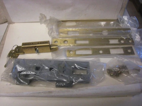 Vintage WRIGHT Mortise Body W/Lock & Keys Plates Satin Brass Many parts Cover