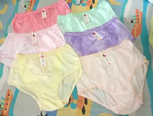 6x Vintage Höschen Nylon Spitze seidig Bikini Hi Slips Slipper Sissy Unterwäsche XL - Bild 1 von 7