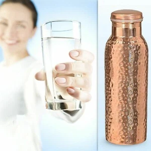 Pure Copper Water Bottle Joint Leak Proof For Health Yoga Benefits 1000 ML - Picture 1 of 4