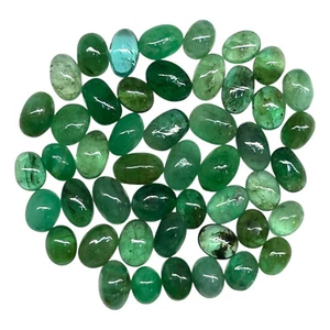 10.10 Cts Natural Emerald Cabochon Lot 48 Pcs 3-5mm Loose Green Gemstones - Picture 1 of 8