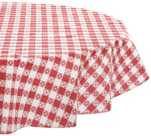 Vinyl Tabletop Flannel Backed Polka Dot Tablecloth, 70" Round, Stonewash Blue - Picture 1 of 6