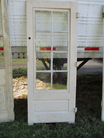 Door 01: Antique Victorian Solid Wood Door With removable glass panes for screen Cover