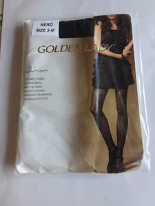 GOLDEN LADY - WOMENS ITALIAN FASHION TIGHTS - LUNA - NERO (Black) SIZE 3-M - Picture 1 of 5