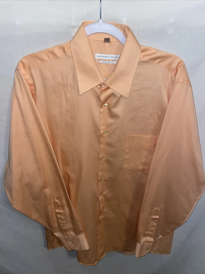 Camisa de vestir Geoffrey Beene para hombre talla mediana naranja melocotón abotonada manga larga Foto 1 de 4
