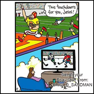 Fridge Fun Refrigerator Magnet "THIS TOUCHDOWN'S FOR YOU, JESUS!" Funny Hockey - Picture 1 of 11
