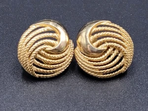 Trifari Ohrringe goldfarben rund Clip auf Trinity Knoten Seil Vintage - Bild 1 von 3
