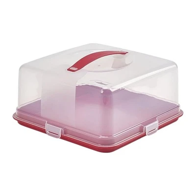 Whitefurze Red Square Cake Storer Box Red & Clear with Strong Locking Clips - Image 1 of 4