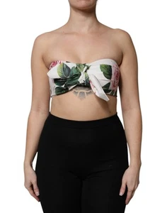 Dolce & Gabbana White Floral Print Cropped Bustier Corset Women's Top Authentic - Picture 1 of 5