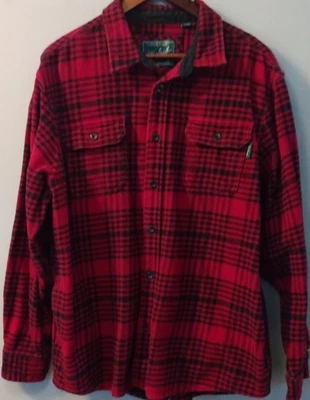 VTG Woolrich Flannel Shirt 2XL Red Black Plaid Cotton Heavy Thick Jacket Mens - Image 1 of 4