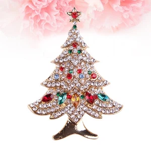 Christmas Tree Brooch Pin Women Alloy Rhinestone Breastpin Party Jewelry Gift - Picture 1 of 11