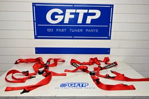 AFTERMARKET TANAKA RED 4 POINT HARNESS HARNESSES PAIR LH RH UNIVERSAL - Bild 1 von 8