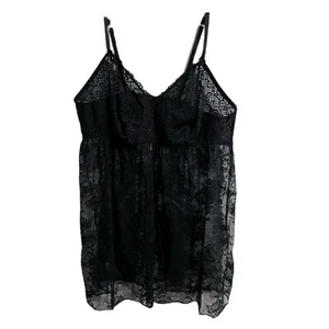 Cacqiue Sexy Fairy Goth Sheer Babydoll Chemise Lingerie Dress Black 22/24 Lace - Picture 1 of 9