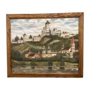 Dipinto olio Castello di Trenčín, firmato dall'artista, olio su tela originale - Foto 1 di 12