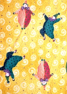 2002 Dana Simson Yellow Cotton Flannel Fabric with Clowns BT Half Y #8 - Picture 1 of 9