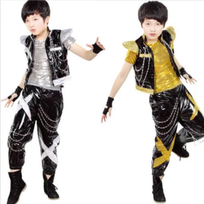 Boys Jazz Modern dancing clothes kids Ballroom Hip Hop Dance Wear Costume - Image 1 of 4