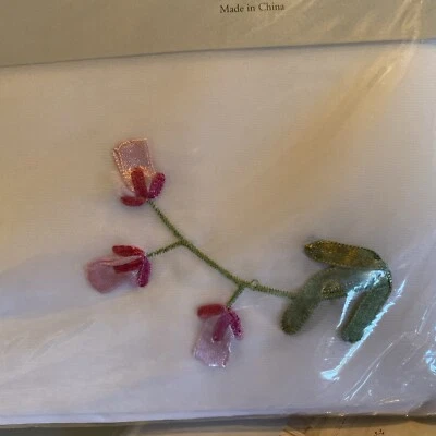 Painel cortina transparente 42x84 gravata azul bordado branco rosa botões de rosa - Imagem 1 de 4