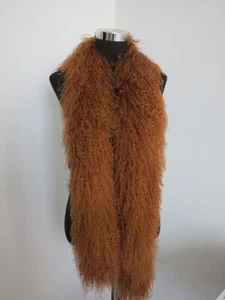 100% real Mongolia lamb fur scarf /fur collar/ fur neck wrap/ women brown cape - Picture 1 of 3