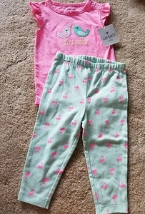 NEW Girls Carter's 2 Piece Set Little Sister-9 Months Leggings -Bodysuit - Picture 1 of 2
