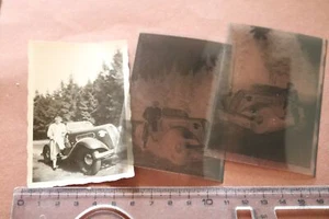 tolles altes Foto und zwei Negative Personen mit Oldtimer BMW 320, 321 ?? 50er - Picture 1 of 6