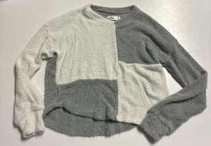 Hollister Knit Sweater Crop Long Sleeve White Grey Girls XS - Picture 1 of 5