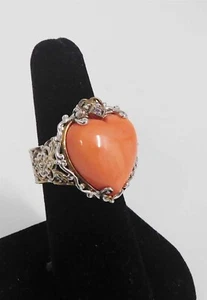 Michael Valitutti NH Coral Coral Heart .925 Ring sz 6.75 - Picture 1 of 5