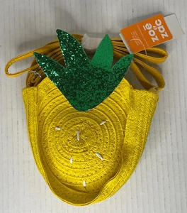 New (NWT) Zoe & Zac Kids Pineapple Woven Crossbody Bag Purse - Yellow w/Green - Picture 1 of 9