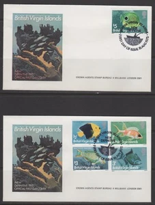 SELLOS VIRGIN ISL #284-300 CUBIERTAS DEL PRIMER DÍA -- (5) JUEGO FDC -- PESCADO -- 1975 - Imagen 1 de 2