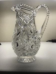 Amerikanischer Brillantzeit (ABP) geschliffener Glaskrug 1876-1917 Bleikristall - Bild 1 von 20