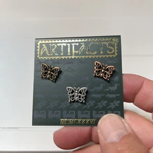 ARTEFATTI di J.J. JONETTE Set di 3 spille FARFALLA CONFEZIONE ORIGINALE VINTAGE - Foto 1 di 4