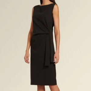 Donna Karen Black Sheath Dress with Side Waist Tie Knot Business Career Sz 8 - Picture 1 of 12