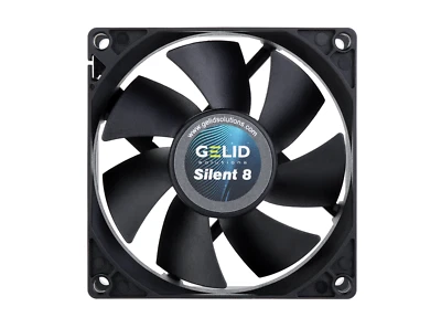 Gelid Solutions Silent 8 Black 80mm Quiet PC Case Fan 3-Pin 21CFM 18.9dBA - Image 1 of 4