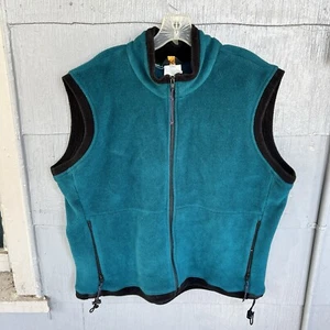 Vintage REI Fleece Vest Adult XL Polartec Full Zip Gorpcore Outdoor Teal Black - Picture 1 of 4