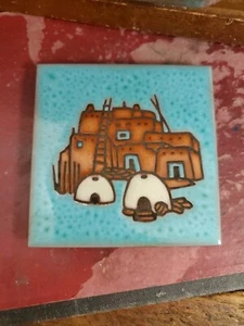 Cleo TEISSEDRE Southwestern handgefertigte Keramik Kunst FLIESE Untersetzer PUEBLO Wohnung - Bild 1 von 3