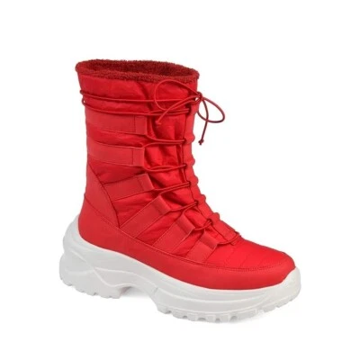 Journee Collection Mujer 10 M Rojo Cordones Media Pantorrilla Botas de Nieve SIN CAJA ZM3 Foto 1 de 4