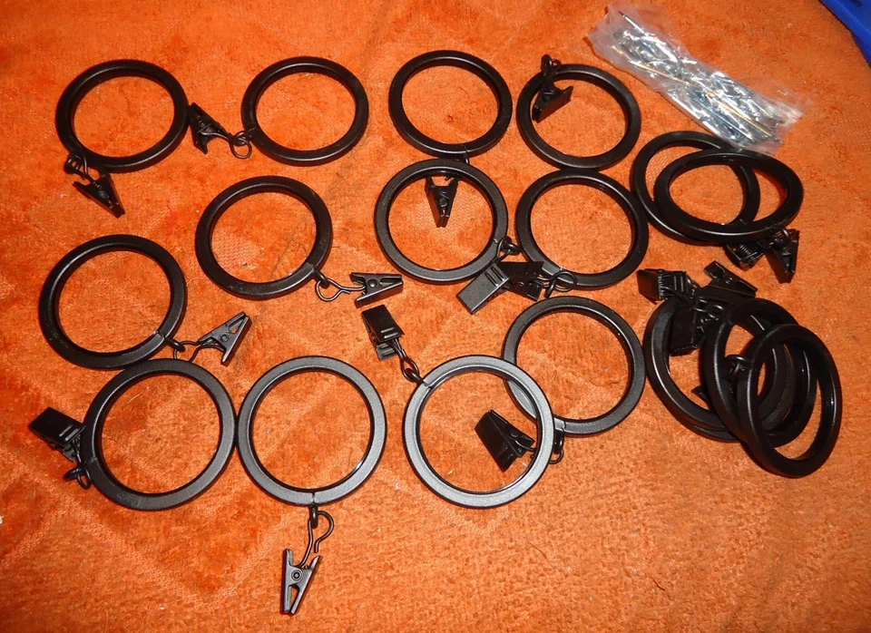 18 Pack Curtain Pole Rod With Clips Rings Metal Hanging Hooks Drapery 1.5 Inch - Image 1 of 1