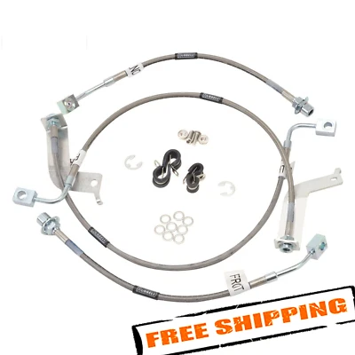 Kit de mangueira de freio dianteiro trançado de aço inoxidável Russell para 99-03 Ford Mustang - Imagem 1 de 2