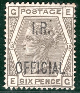 GB QV Official SG.O4 6d Grey *I.R. OFFICIAL* (1882) Mint MM Cat £350- PRED21 - Picture 1 of 6
