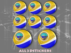 8 x 3D ROUND Resin Domed Flag Long Beach - USA Adhesive Decal Vinyl - Picture 1 of 1