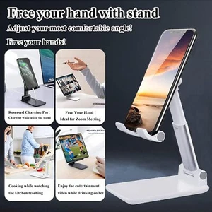 2Pcs Cell Phone Stand Adjustable 360 Angle Height for Desk Portable Phone Holder - Picture 1 of 12