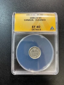 1881 H CANADA HALF DIME ANACS XF-40 DETAILS - SILVER HALF DIME - CERTIFIED SLAB - Picture 1 of 2