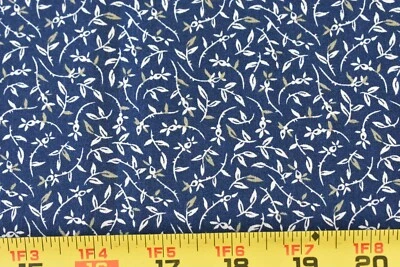 Por 1/2 yarda, vintage, enredaderas tostadas en algodón azul marino, telas generales, P4322 Foto 1 de 4