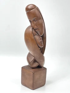 Vintage Marwal Ind Inc Statue Embrace 15" Brown Wood Tone Ceramic Sculpture - Picture 1 of 8