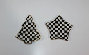 Mackenzie Childs Courtly Check Trinket Trays, Star & Tree Set of 2 - Picture 1 of 4