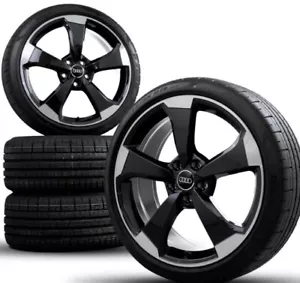 4 neue Alufelgen Typ Audi Rotor 16" black polish A3 A4 A5 A6 A7 Q5 Q3 Q2 A1 - Bild 1 von 1