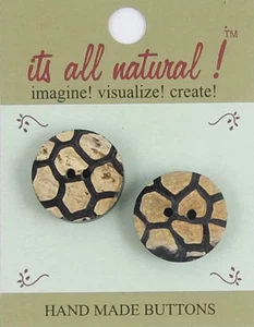 Botones de cuerno natural hechos a mano - negro/beige - 25 mm - estampado animal - Imagen 1 de 4