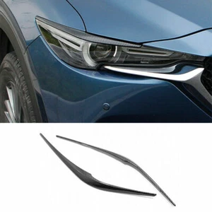 2P ABS Carbon Fiber Front Headlight Lamp Eyebrow Trim For Mazda CX5 CX-5 2017-21 - Picture 1 of 7