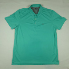 IZOD Mens Polo Logo Short Sleeve 100% Polyester Green Grid Size Large